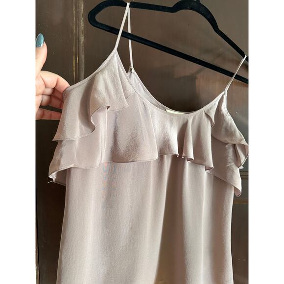 REBECCA TAYLOR | Dusty Purple Ruffle Neck Silk Camisole Balletcore| Size 8 - Picture 4 of 6